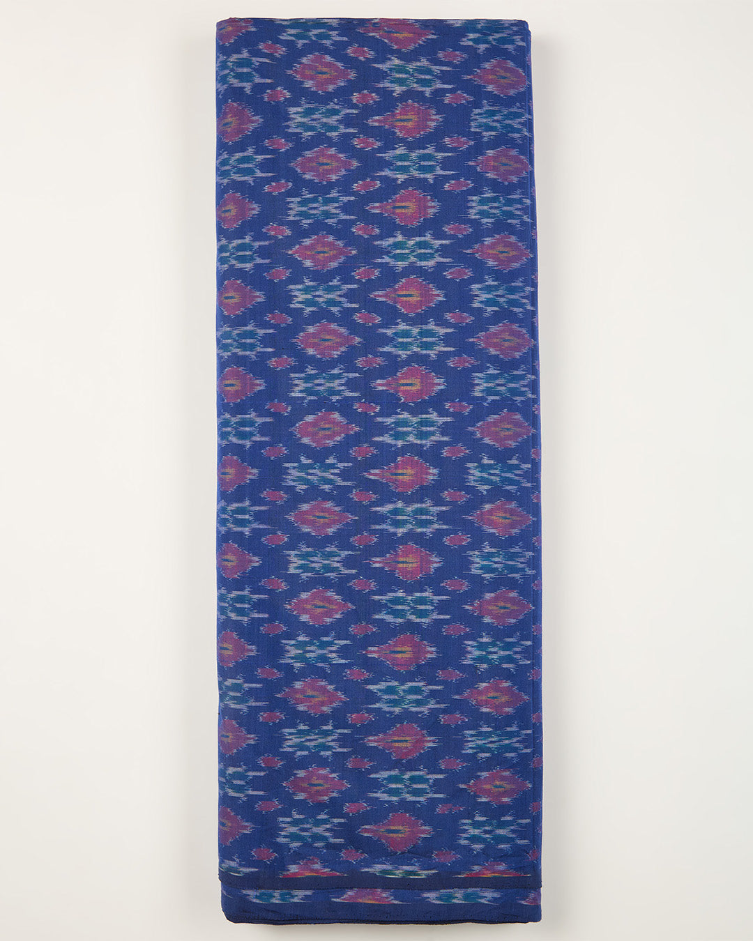 Blue Cotton Silk Ikat Handcrafted Fabric