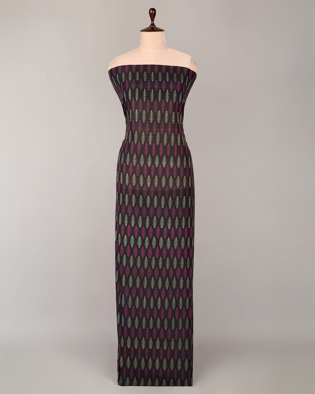 Black & Pink Cotton Silk Ikat Handcrafted Fabric