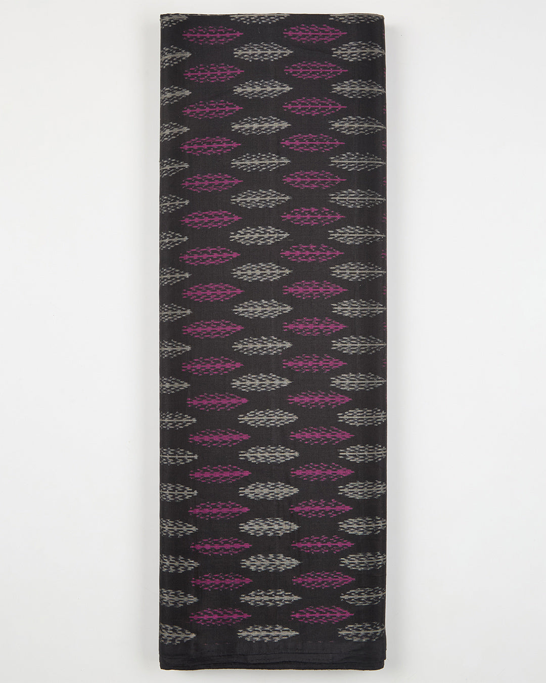 Black & Pink Cotton Silk Ikat Handcrafted Fabric