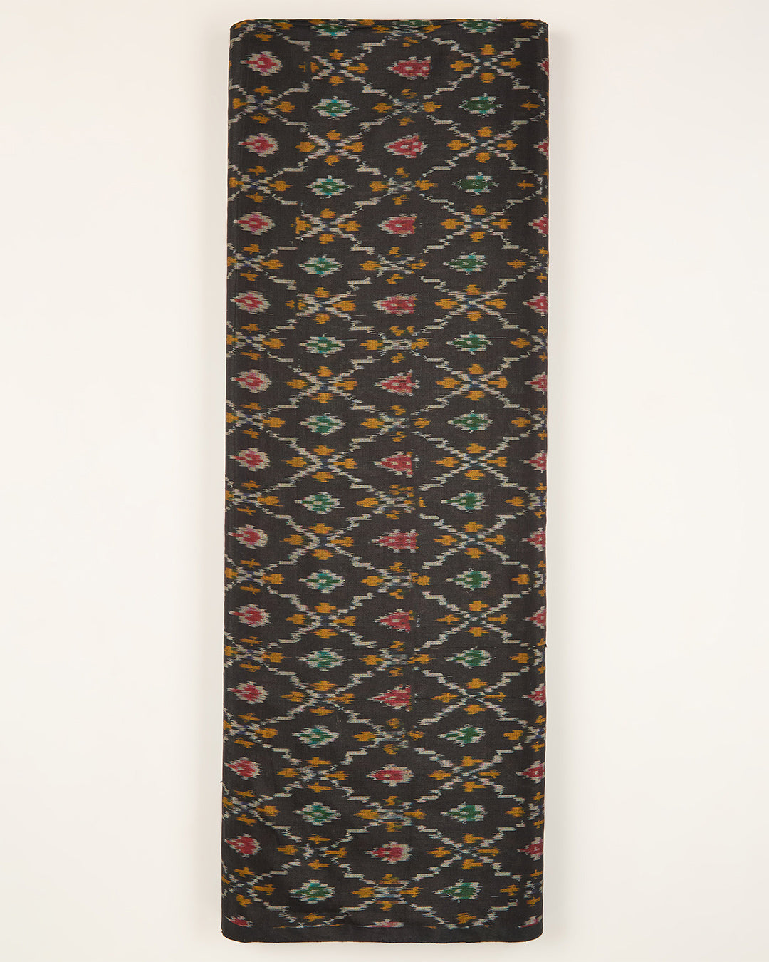 Black Cotton Silk Ikat Fabric