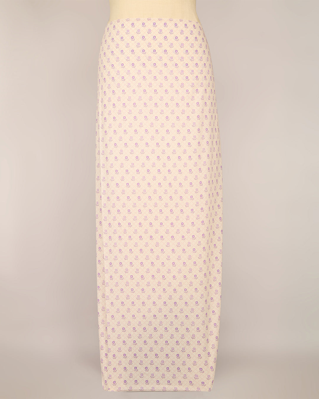 Cream Purple Cotton Jaipur Printed Fabric