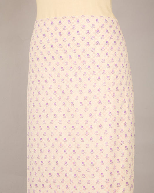 Cream Purple Cotton Jaipur Printed Fabric