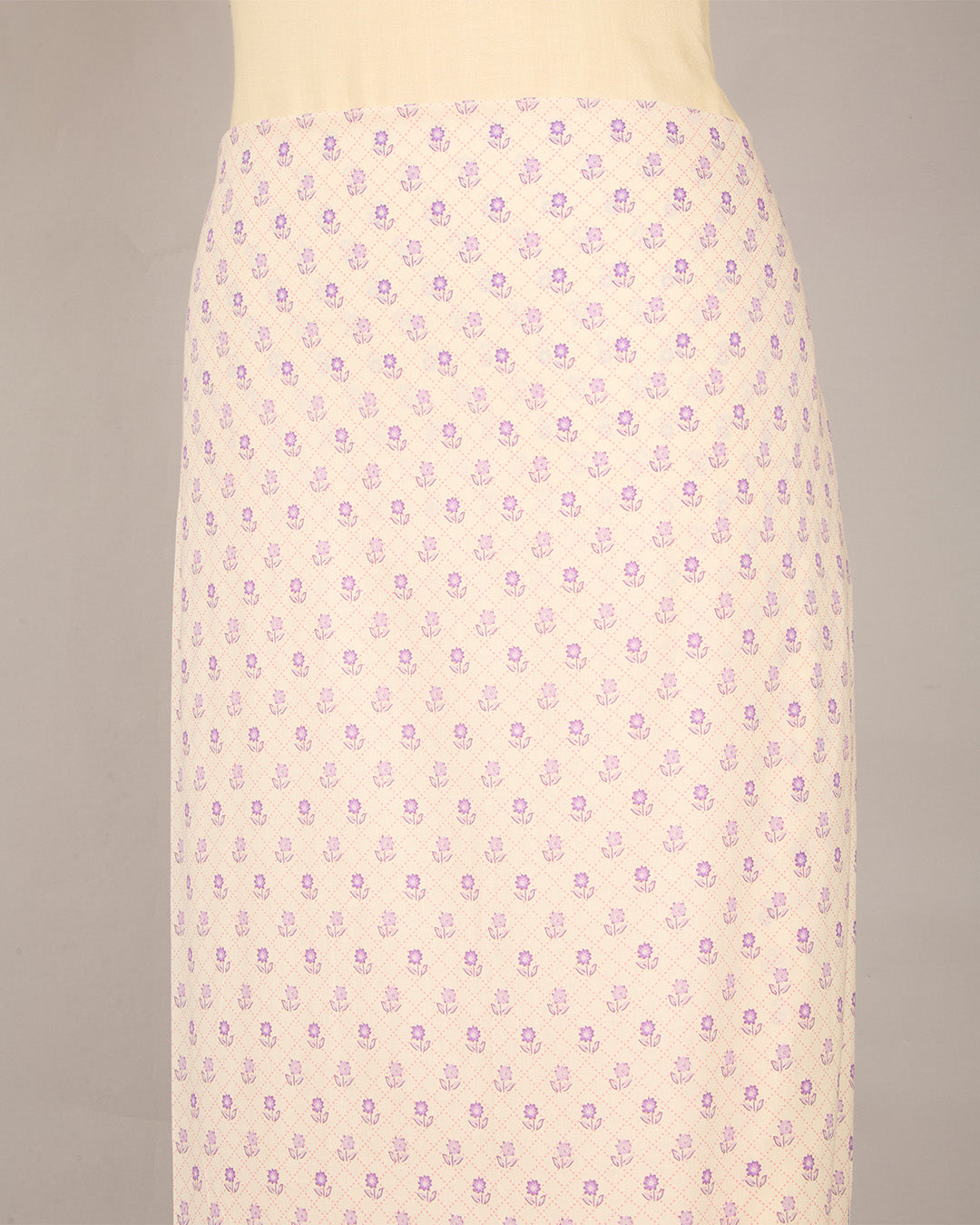 Cream & Purple Cotton Jaipuri Block Buta Printed Fabric