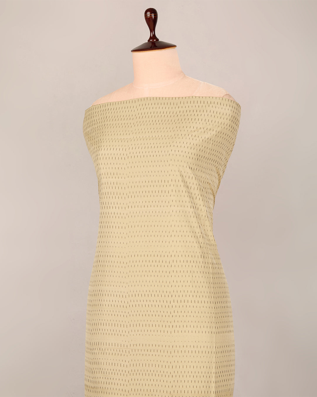 Dusty Beige Cotton Silk Ikat Fabric