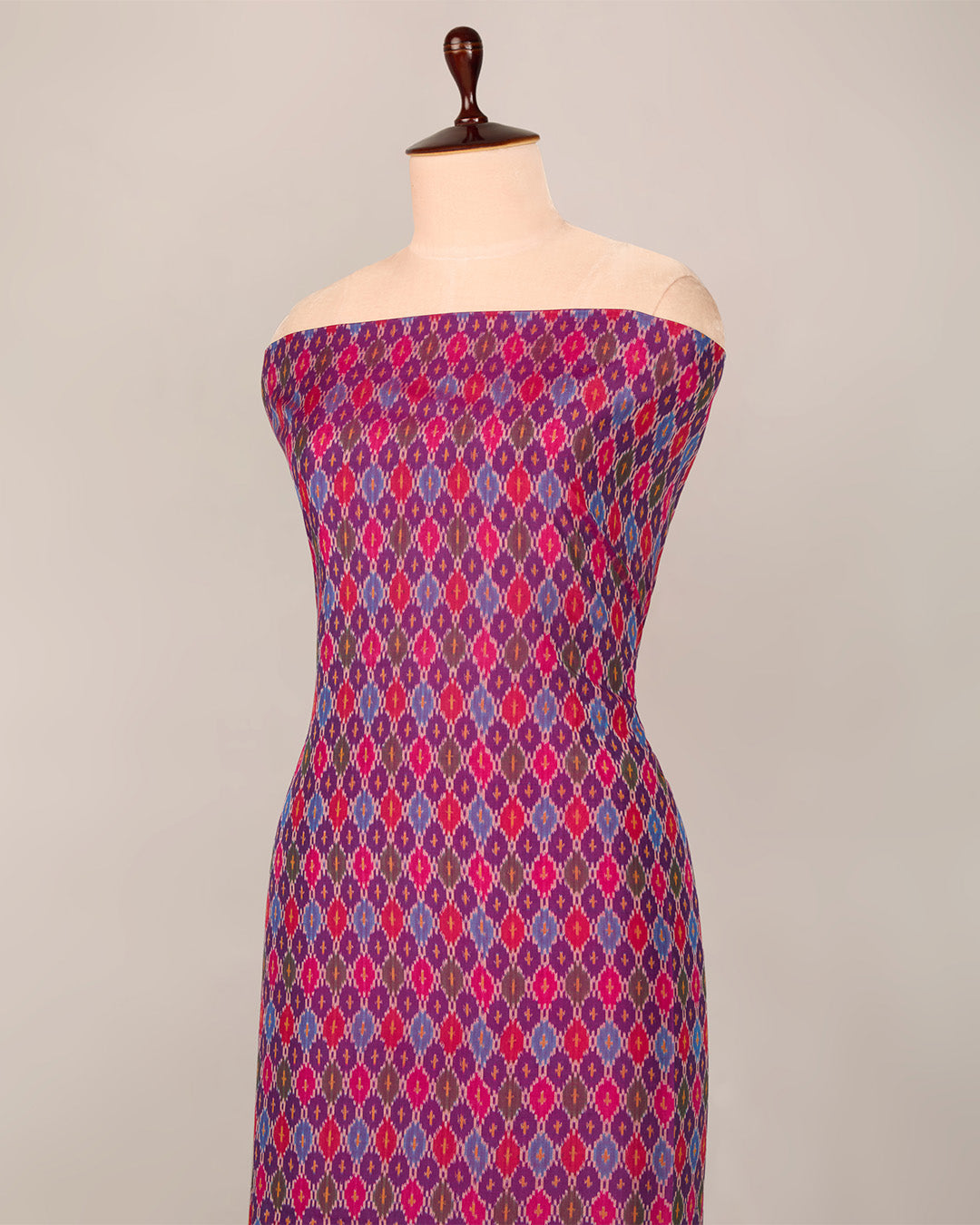 Dark Purple Cotton Silk Ikat Fabric