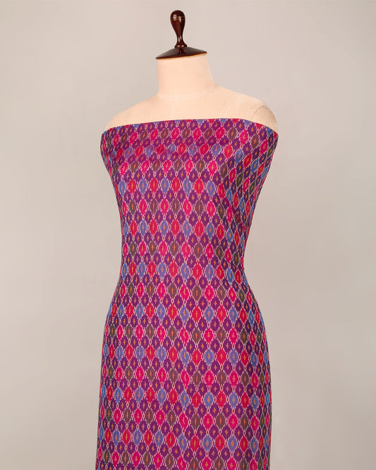 Dark Purple Cotton Silk Ikat Fabric