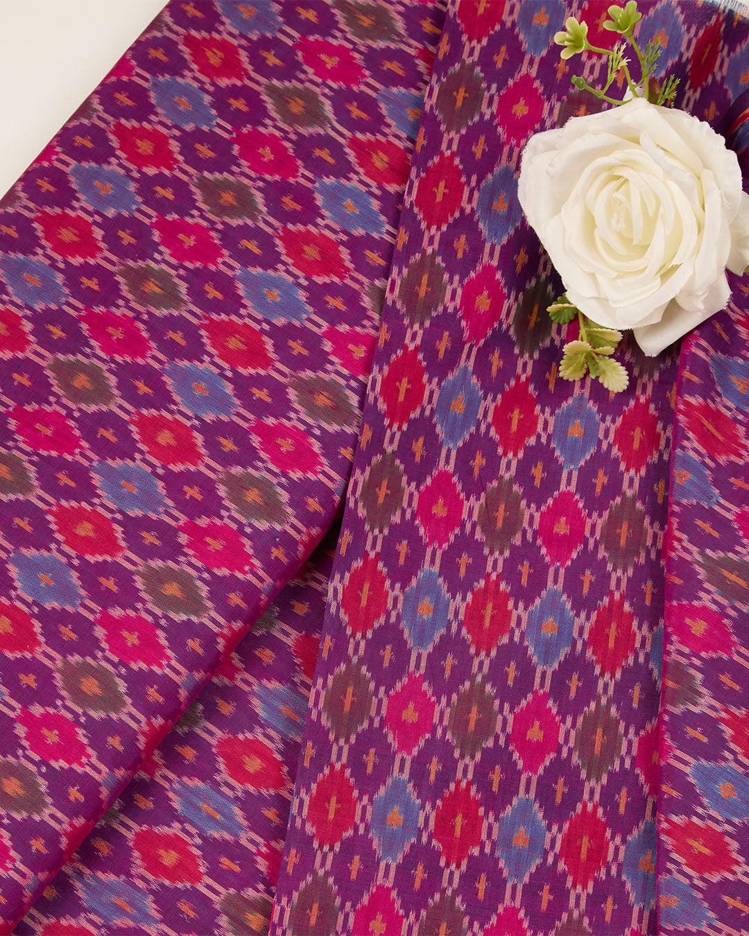 Dark Purple Cotton Silk Ikat Fabric