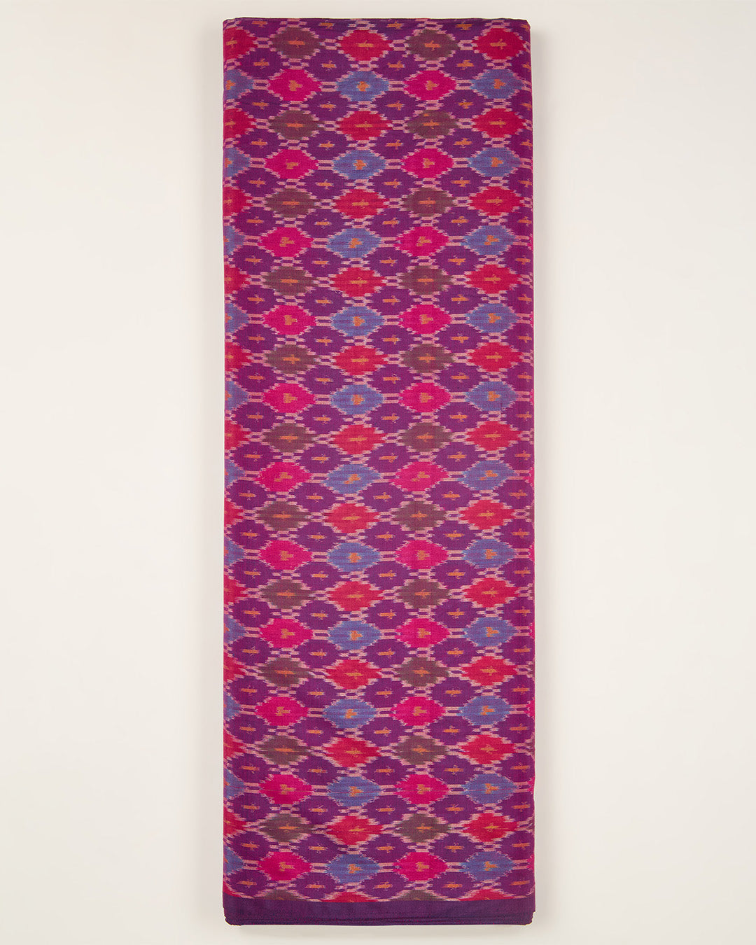 Dark Purple Cotton Silk Ikat Fabric