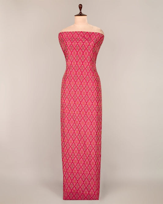 Cotton Silk Ikat Fabric in Fuchsia Pink – Bright & Bold Handwoven Fabric