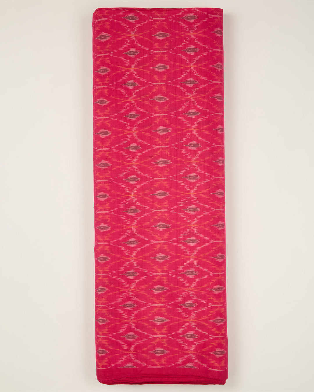 Deep Pink Cotton Silk Ikat Fabric
