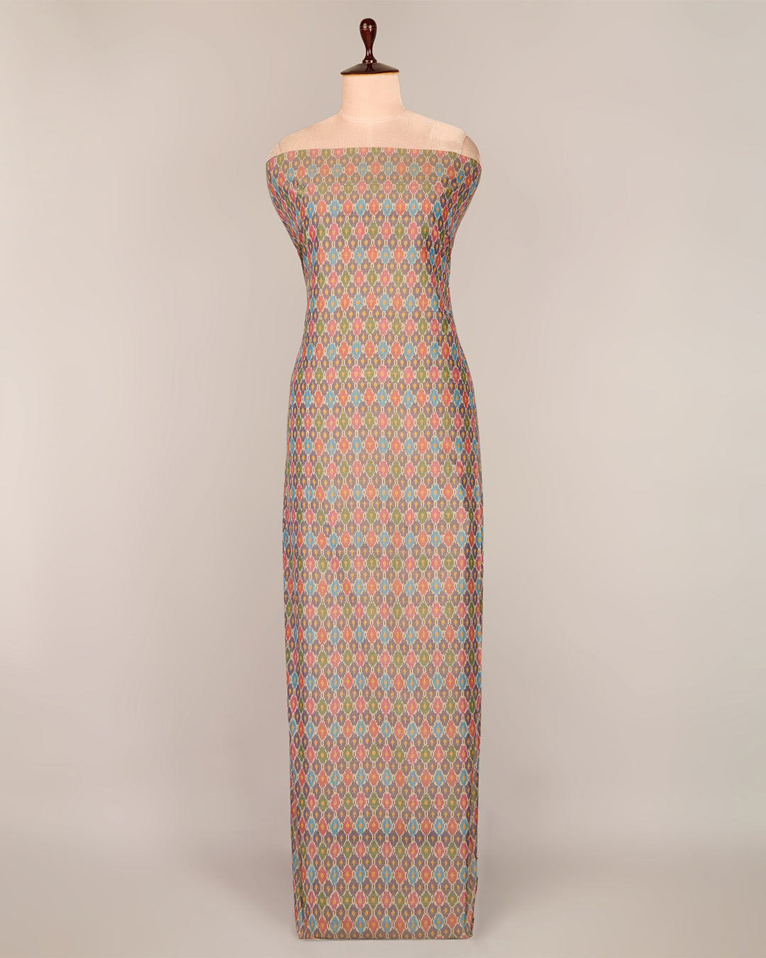 Dim Grey Cotton Silk Ikat Fabric