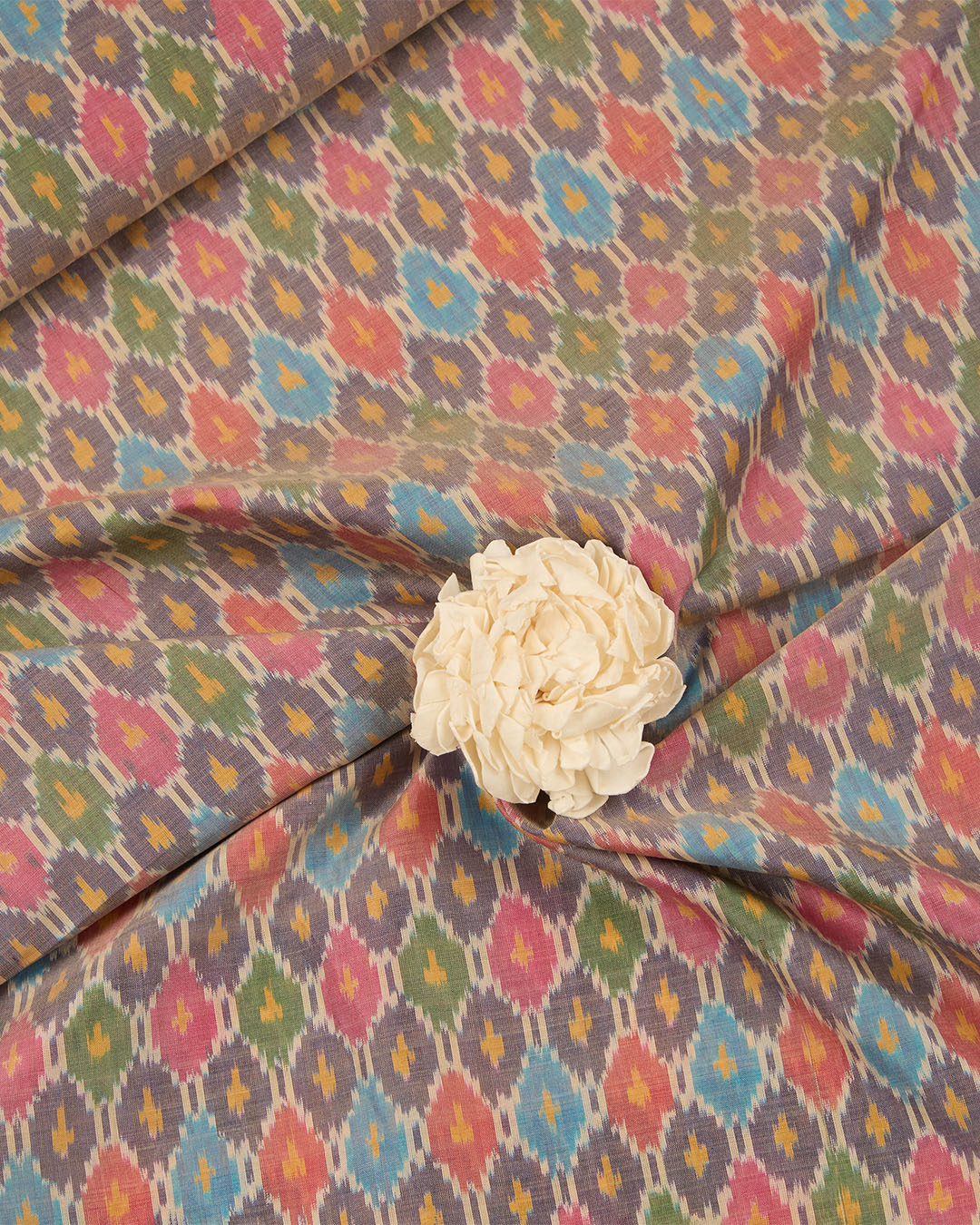 Dim Grey Cotton Silk Ikat Fabric