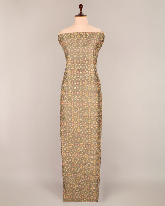 Cotton Silk Ikat Fabric in Grey