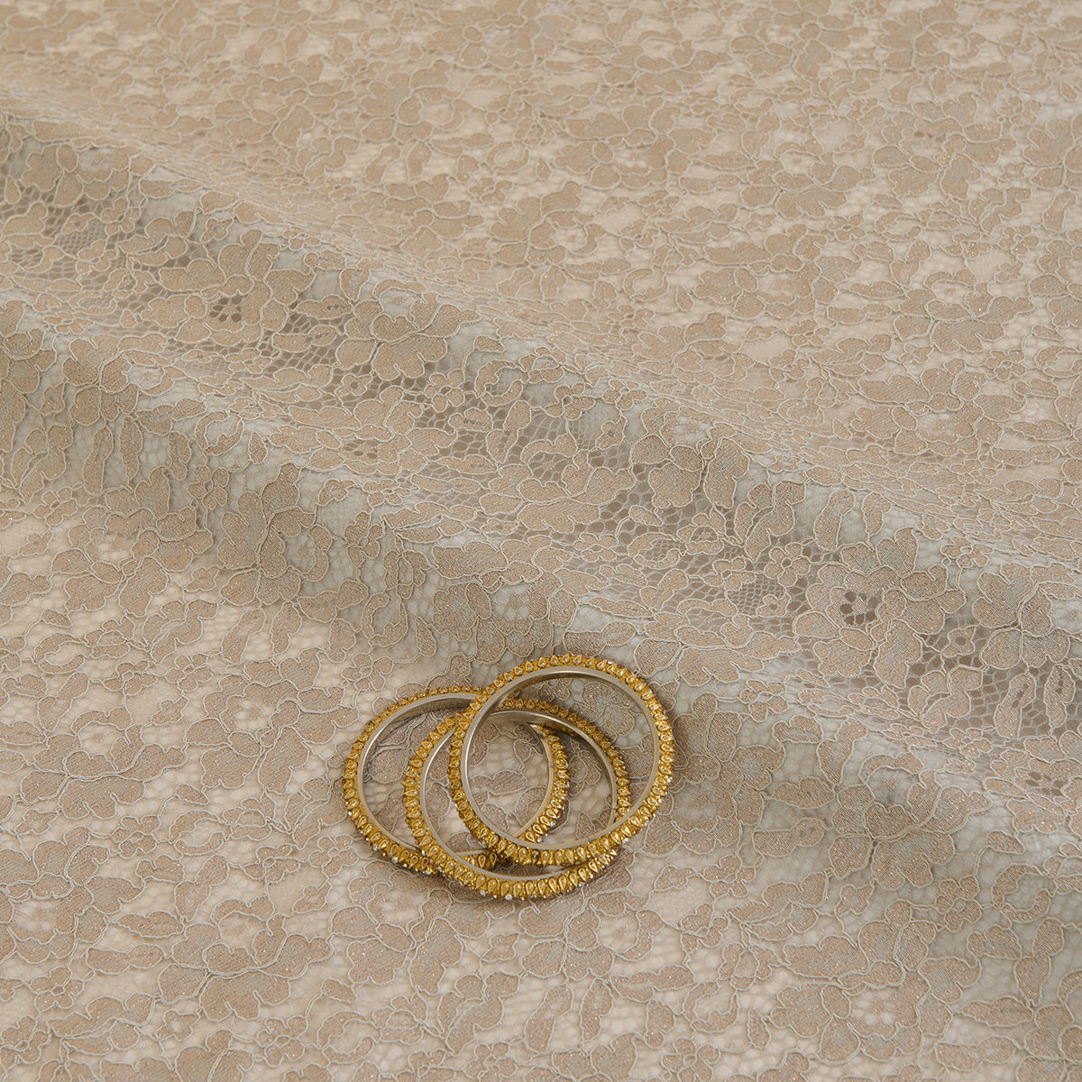 Grey Chantilly Lace with Gold Shimmer Fabric