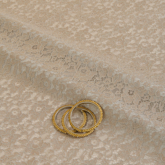 Grey Chantilly Lace with Gold Shimmer Fabric