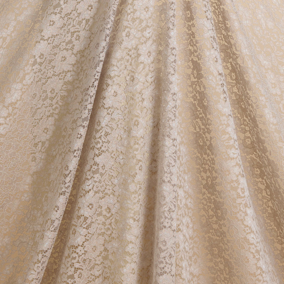 Grey Chantilly Lace with Gold Shimmer Fabric