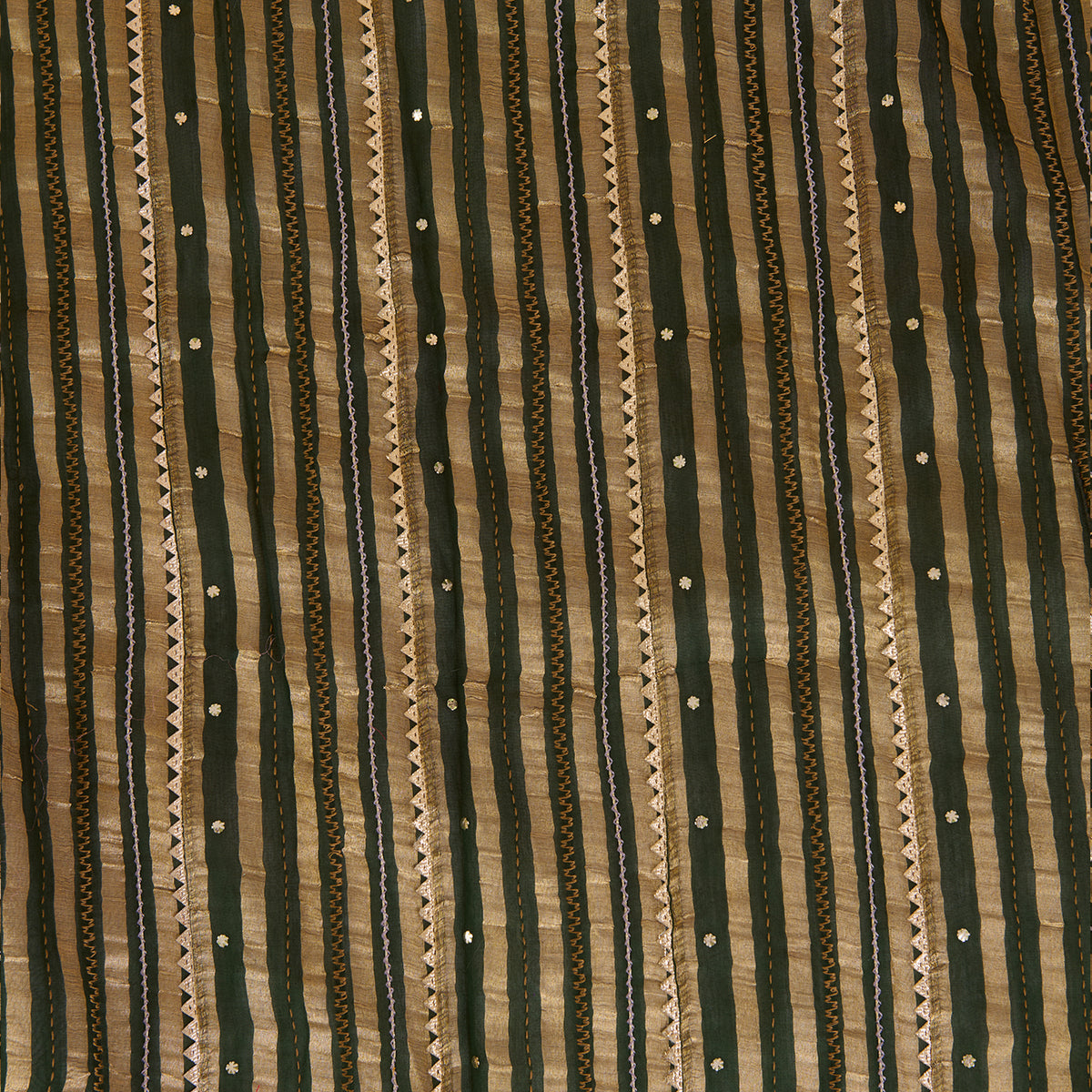 Green Chanderi Zari Badla Gota Fabric