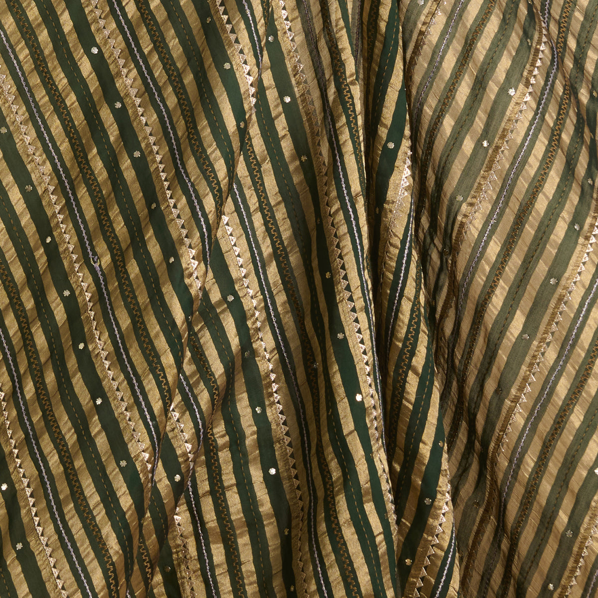 Green Chanderi Zari Badla Gota Fabric