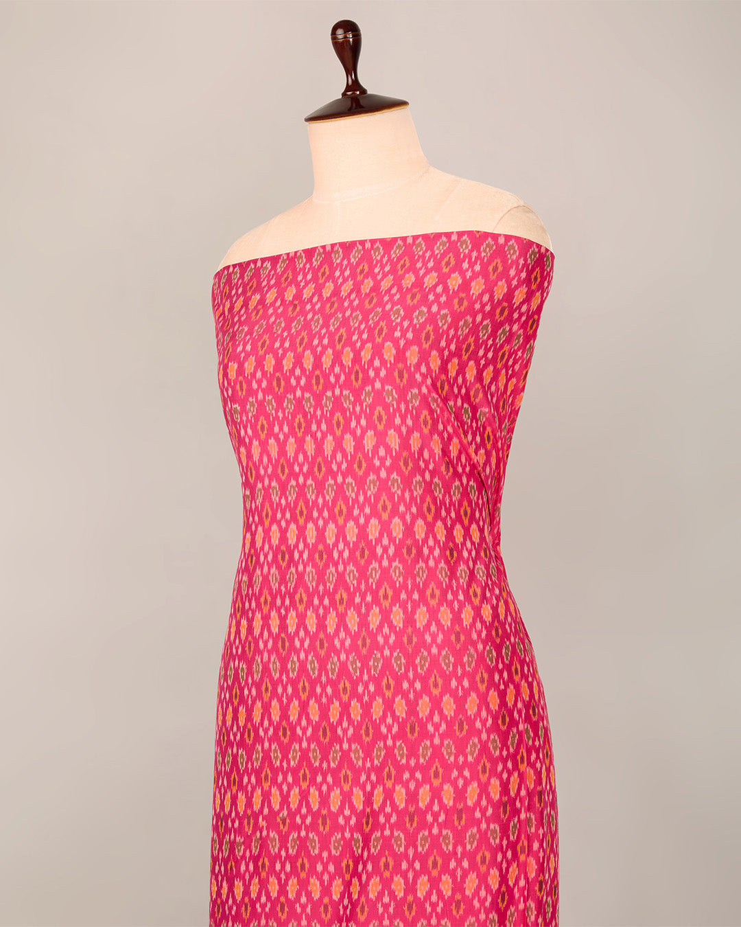 Hot Pink Cotton Silk Ikat Fabric
