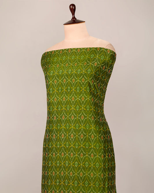 Lime Green Cotton Silk Ikat Fabric