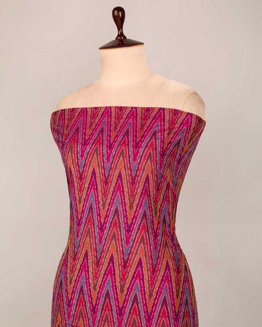 Magenta Pink Cotton Silk Ikat Fabric