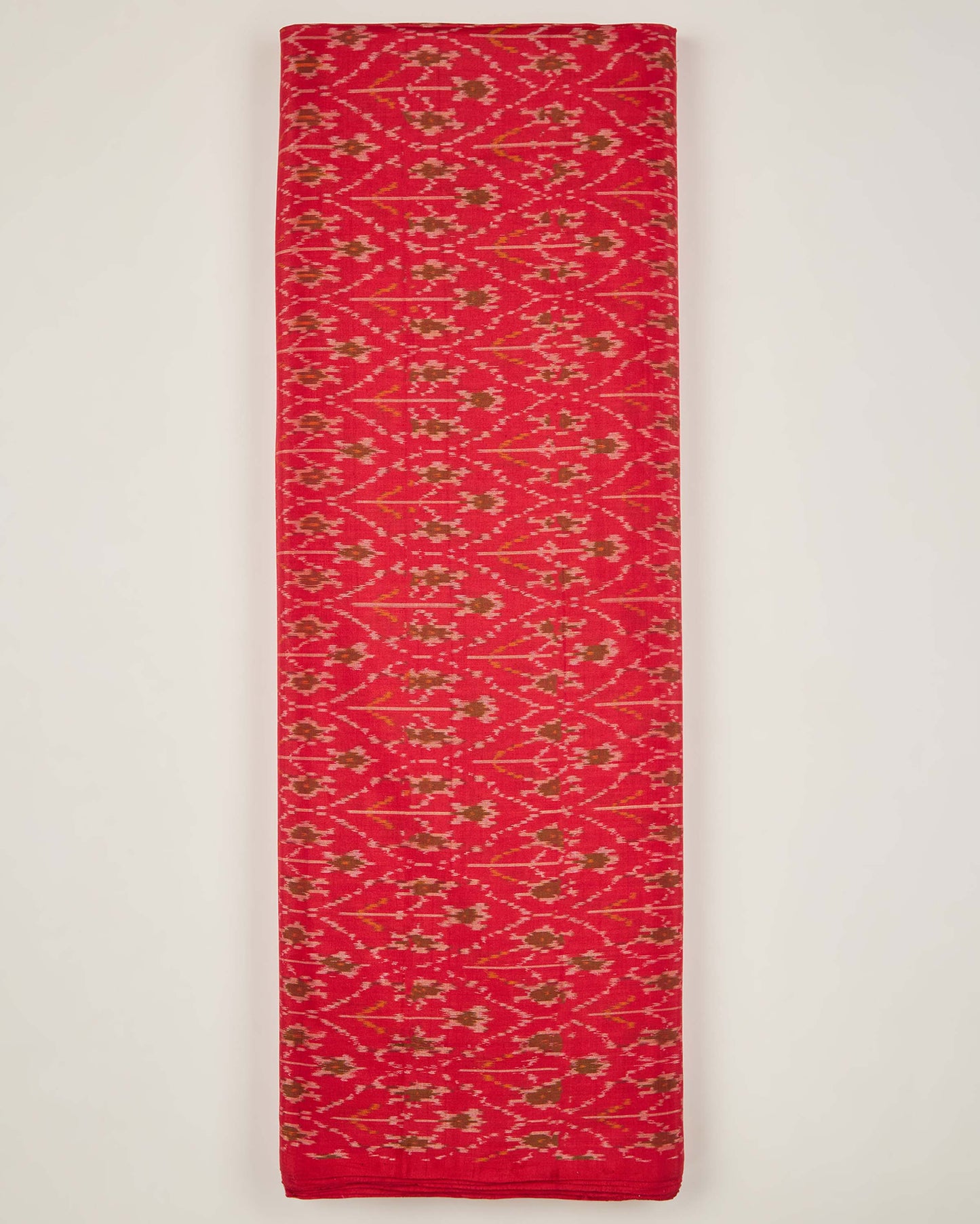 Hot Red Cotton Silk Ikat Fabric