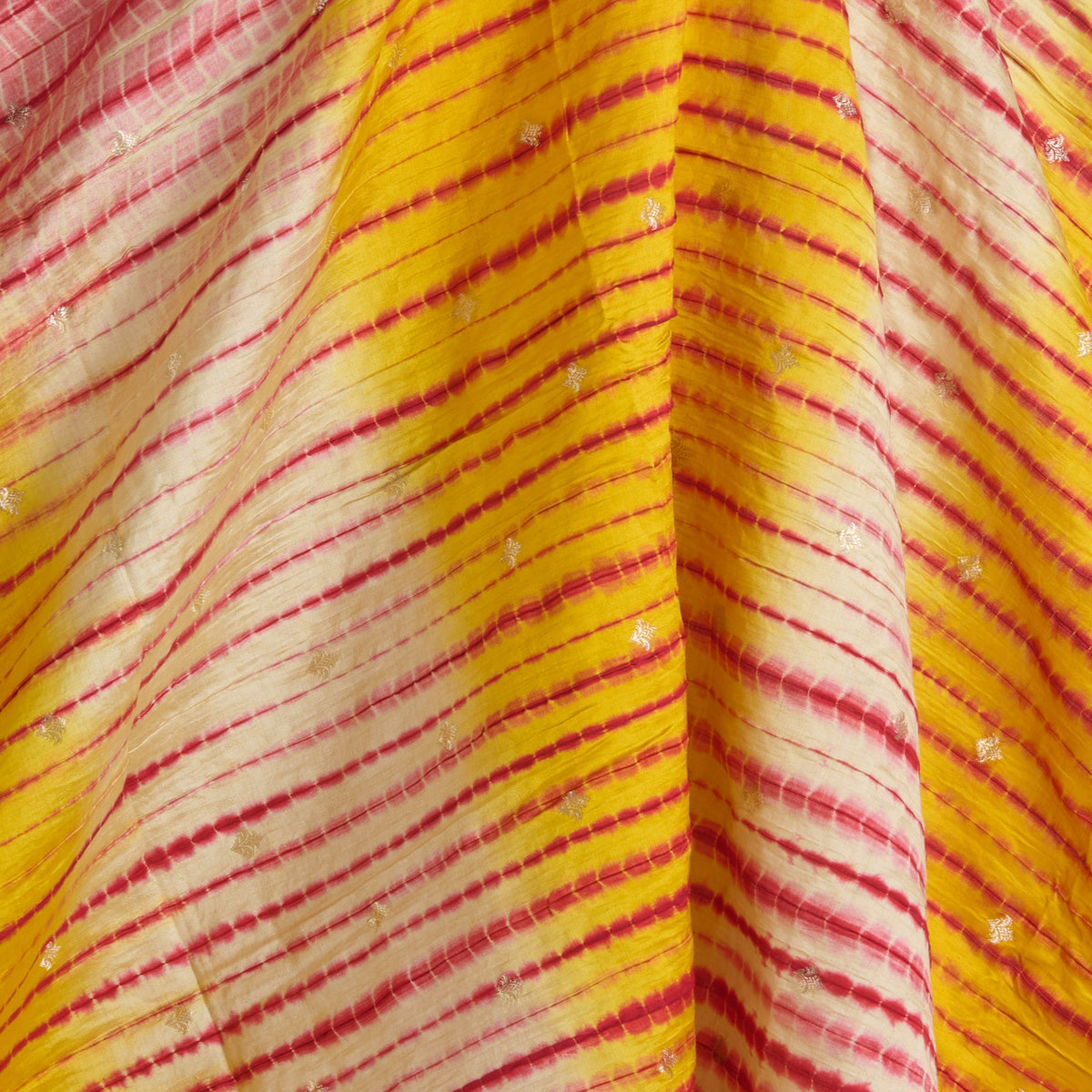 Mustard Chiniya Tie & Dye Butta Woven Fabric
