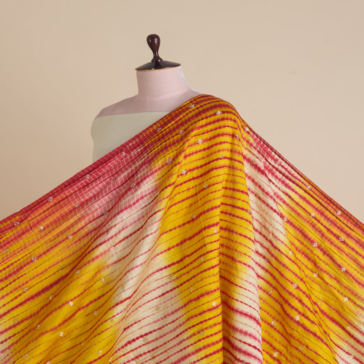 Mustard Chiniya Tie & Dye Butta Woven Fabric