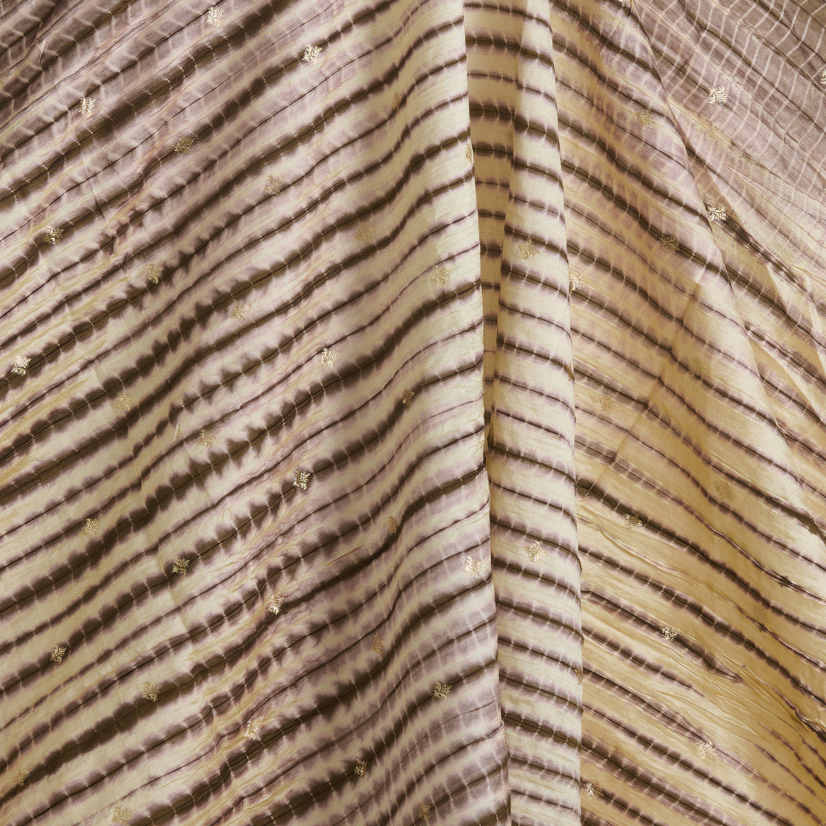 Natural Brown Chiniya Tie & Dye Butta Woven Fabric