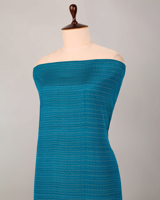 Peacock Blue Cotton Silk Ikat Fabric