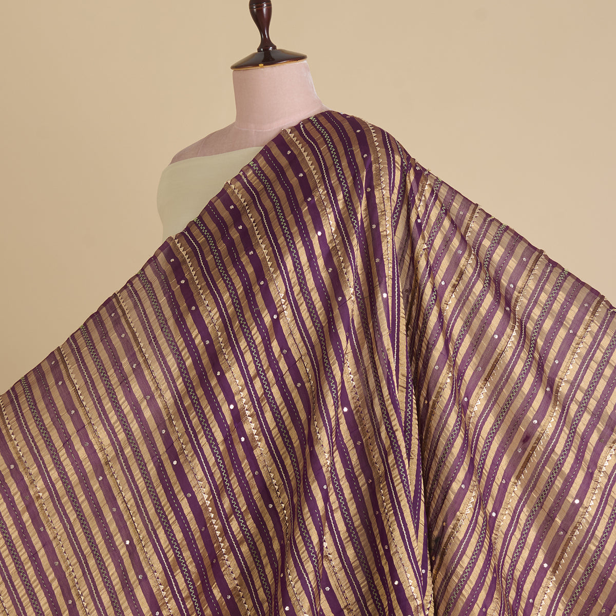 Purple Chanderi Zari Gota Work Fabric