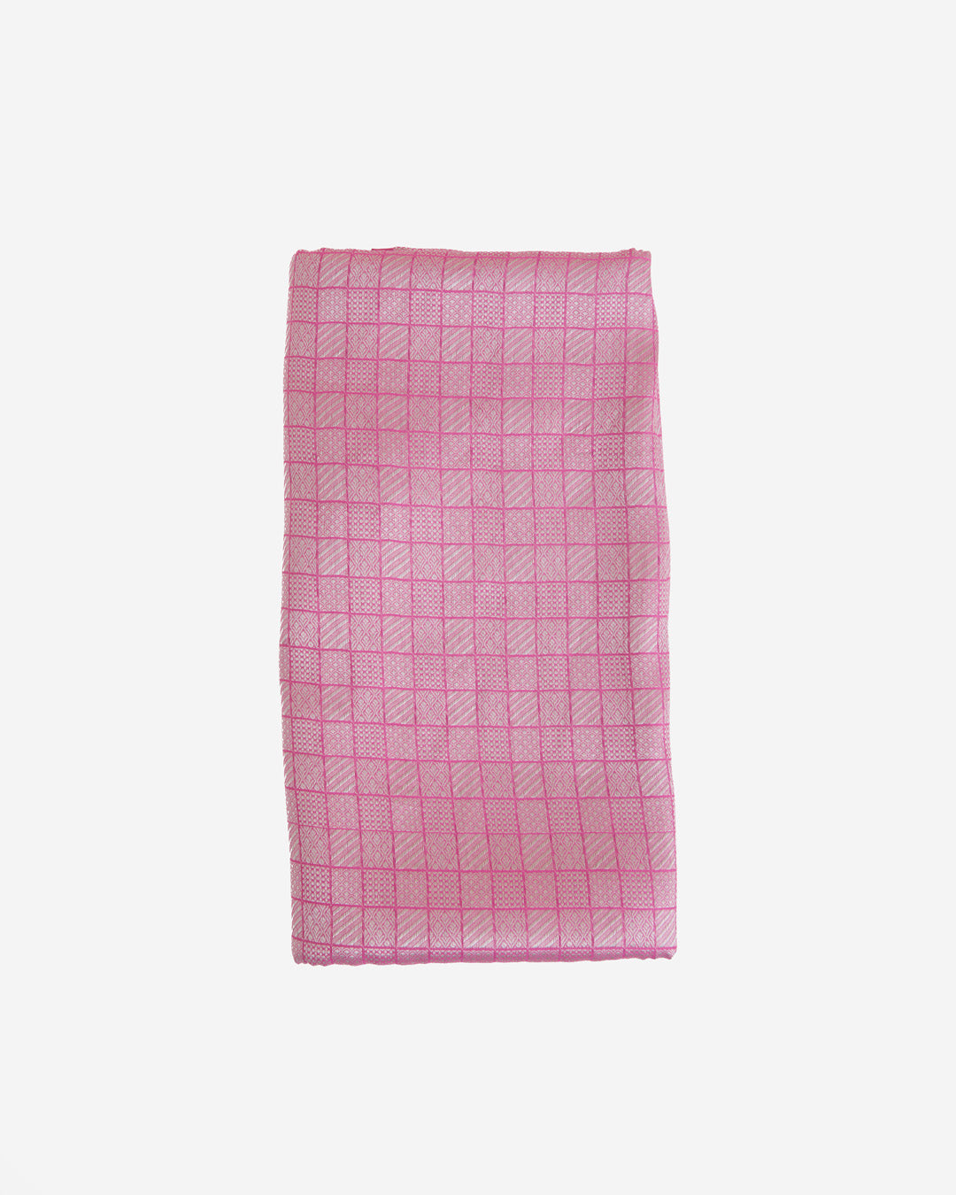 Pink Chanderi Jacquard Fabric with Geometric Woven Design