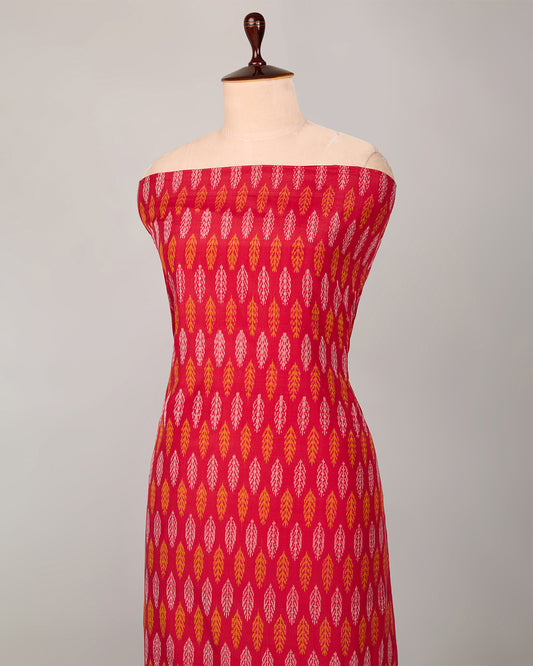 Red Cotton Silk Ikat Fabric