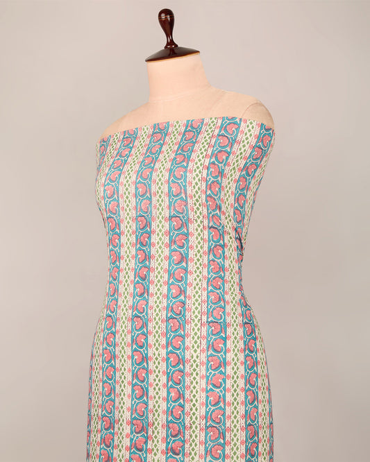 Cotton Jaipuri Block Jaal Printed Fabric – Rama Green