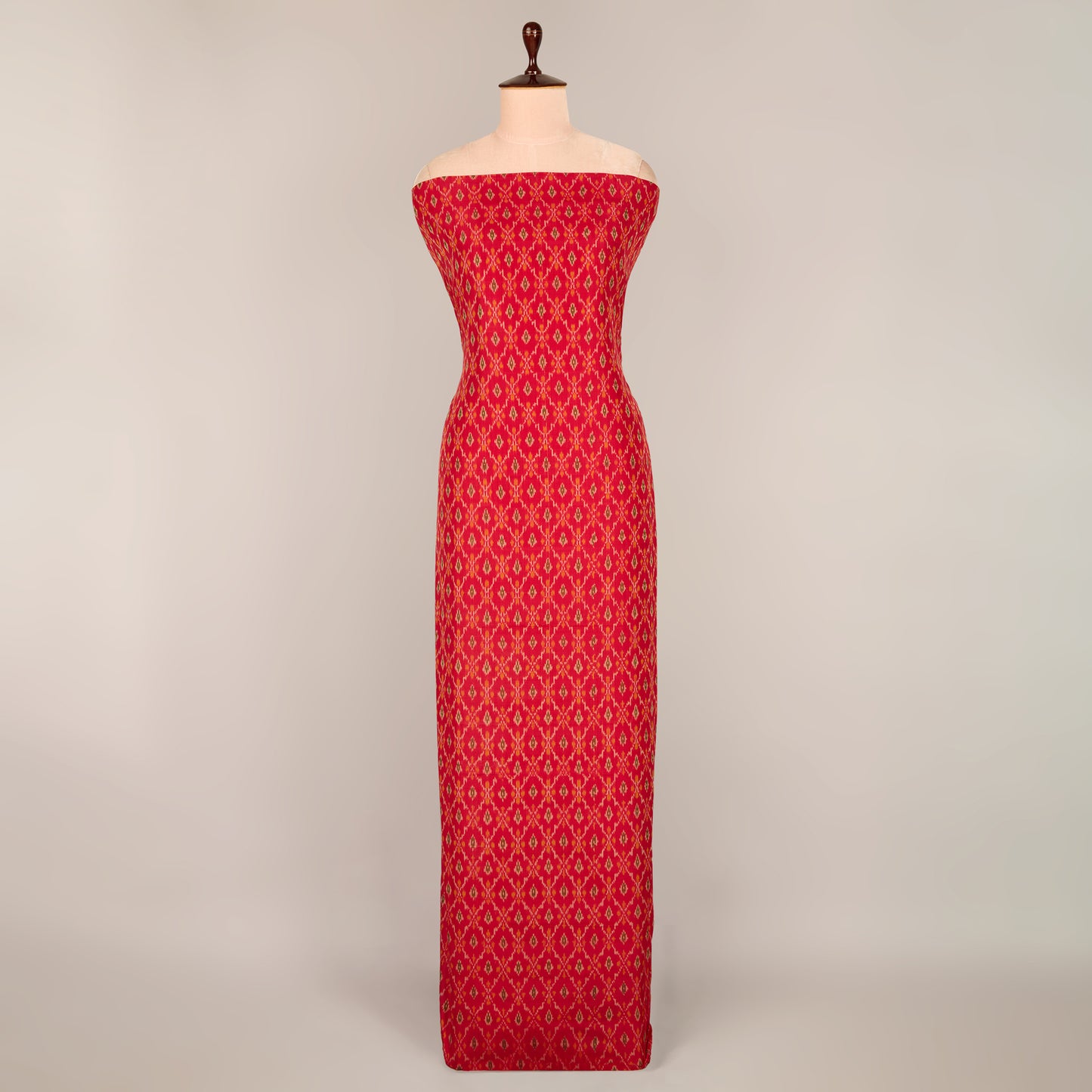 Cotton Silk Ikat Fabric in Red