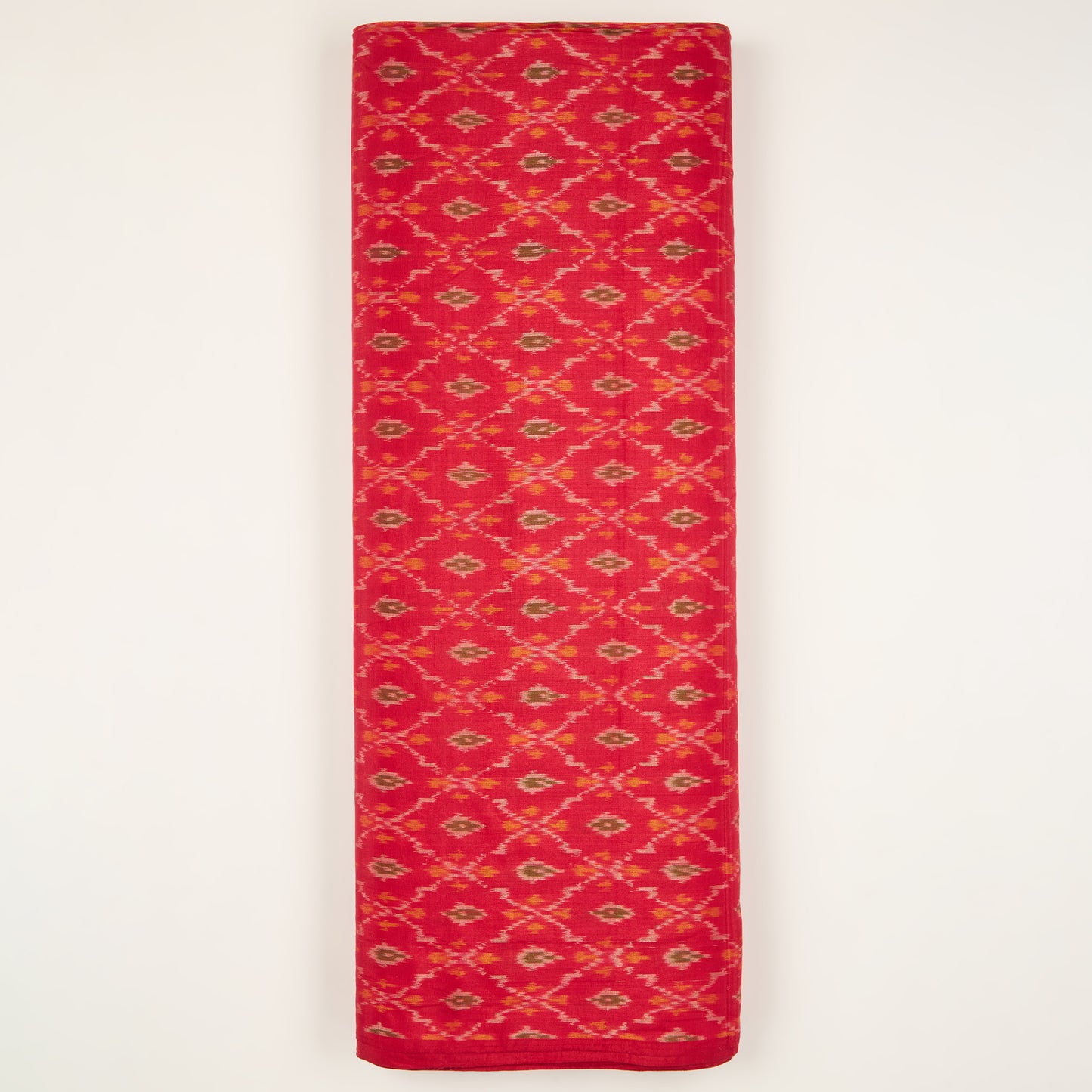 Red Cotton Silk Ikat Fabric