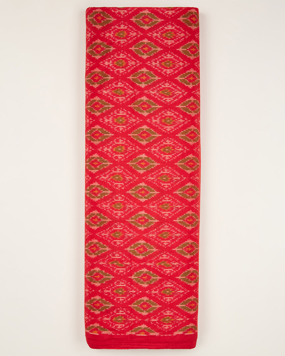 Red Cotton Silk Ikat Fabric