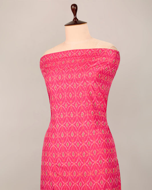 Tomato Pink Cotton Silk Ikat Fabric