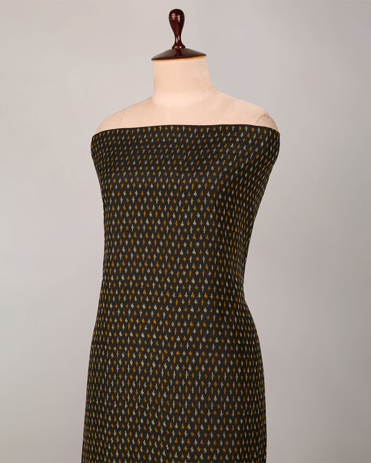 Black Shade Cotton Silk Ikat Fabric