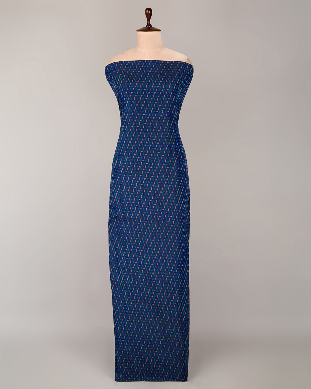 Ink Blue Cotton Silk Ikat Fabric