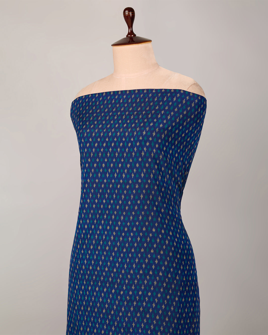 Ink Blue Cotton Silk Ikat Fabric