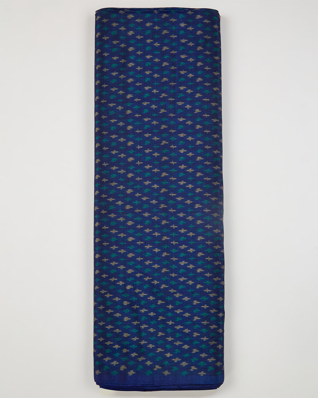 Ink Blue Cotton Silk Ikat Fabric