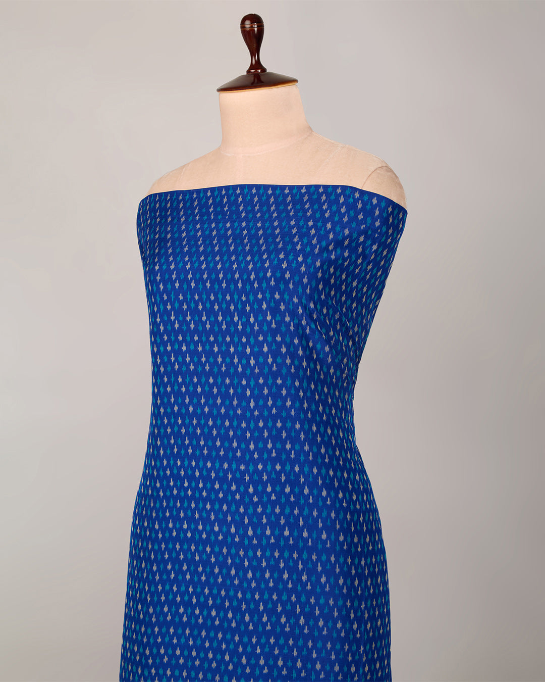 Cobalt Blue Cotton Silk Ikat Fabric