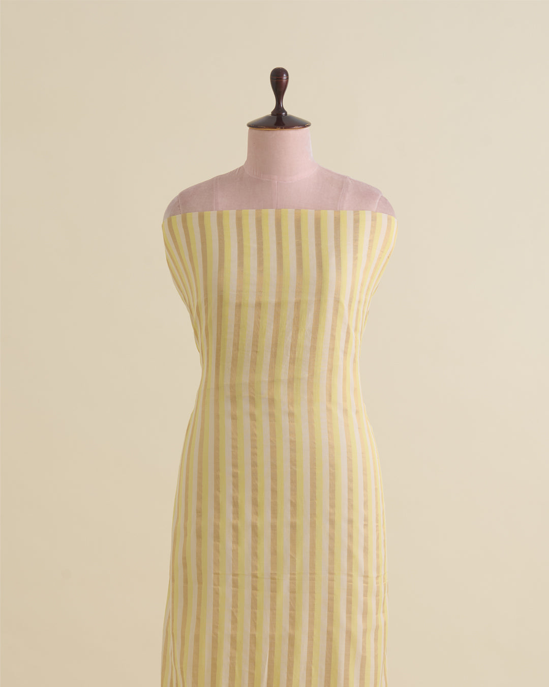Yellow Gold Chanderi Gold Stripes Fabric
