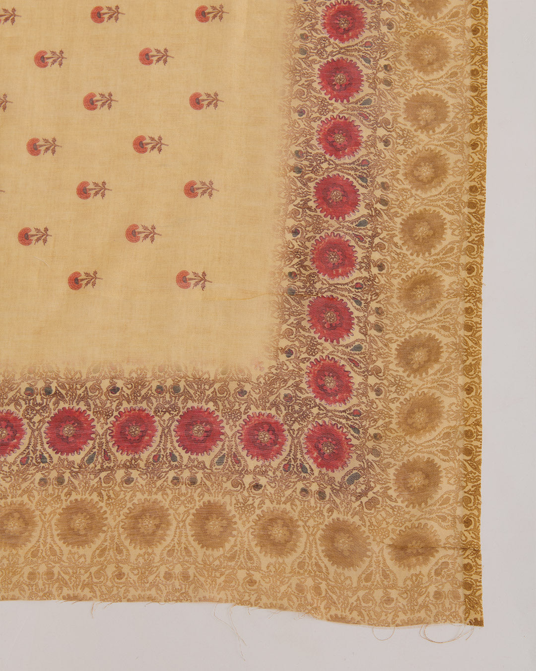 Beige Chanderi Digital Motif Print Dupatta