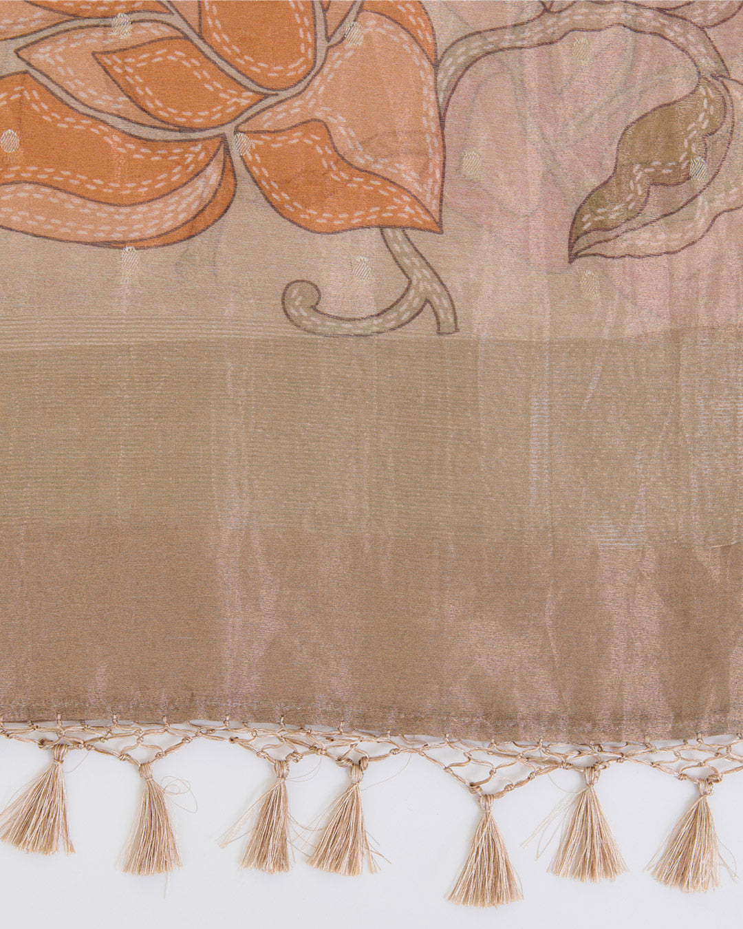 Beige Chanderi Tissue Kalamkari Digital Printed Dupatta