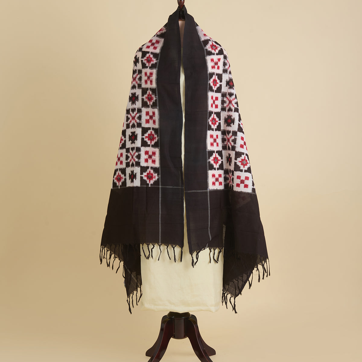 Charcoal Cotton Silk Ikat Patola Dupatta