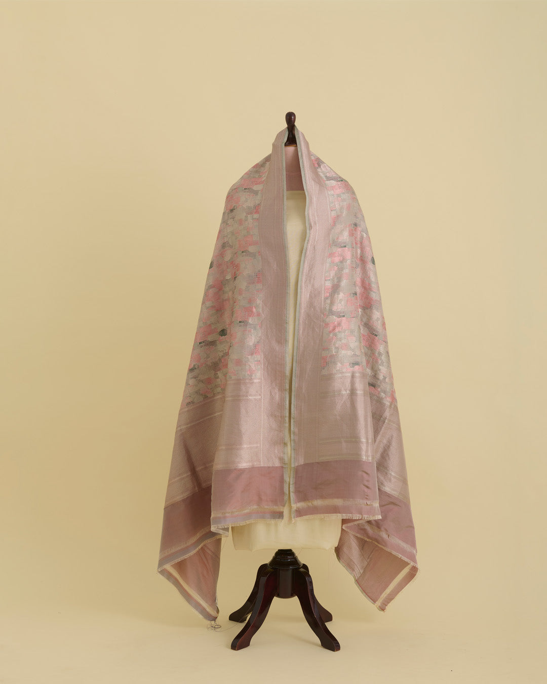 Dusty Green Chanderi Shimmer Tanchoi Dupatta