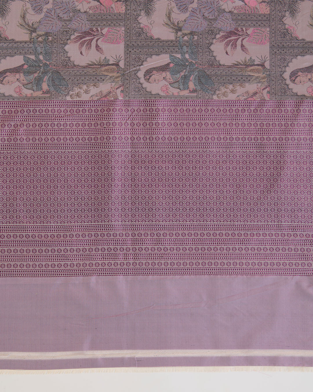 Misty Lilac Grey Chanderi Shimmer Tanchoi Dupatta