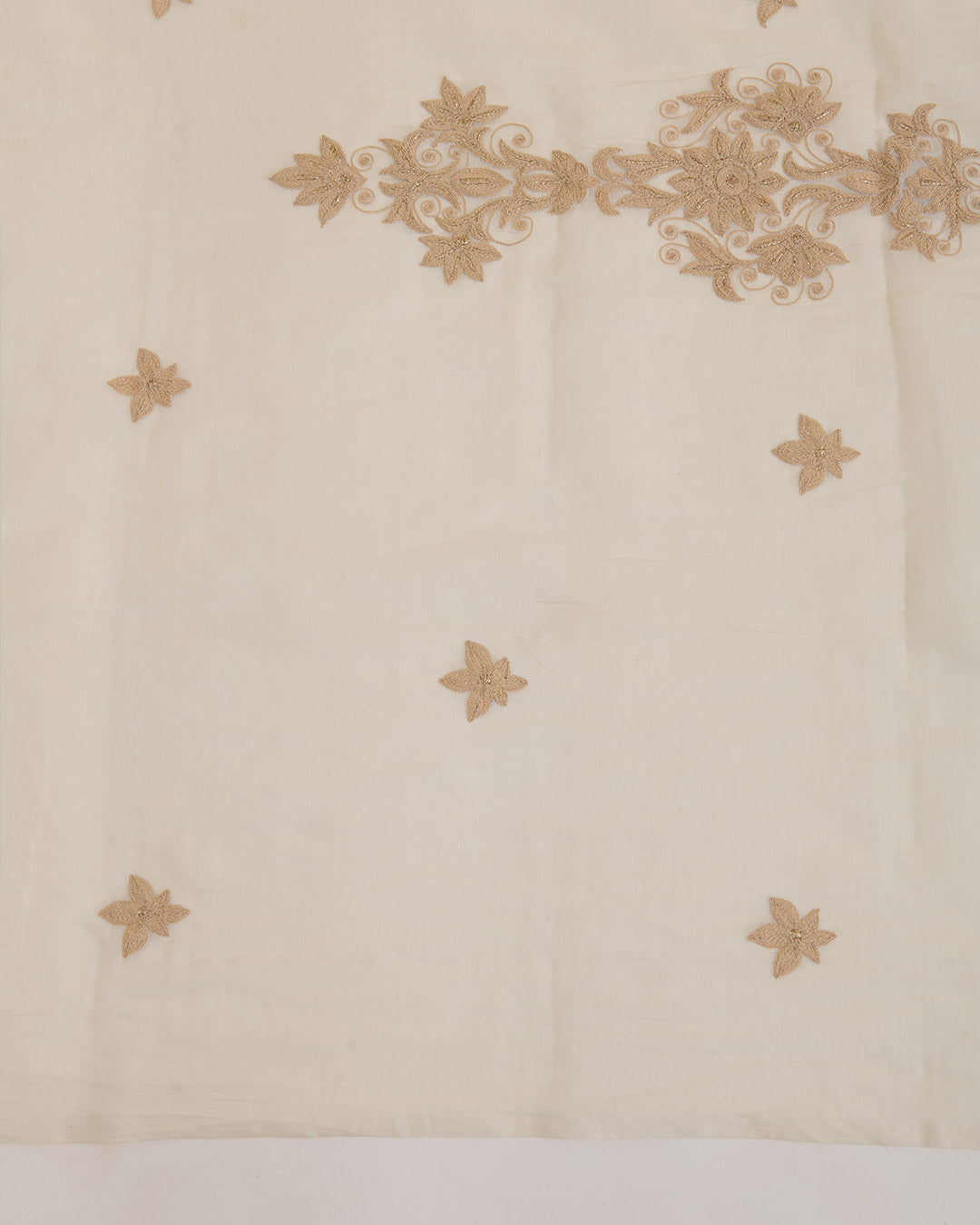 Offwhite Chanderi Gold Resham Aari Work Dupatta